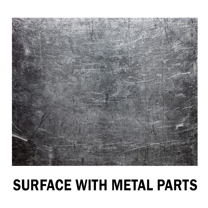 SURFACE WITH METAL PARTS